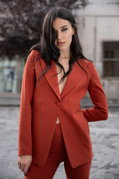 Tailleur monopetto donna Coccio – dettaglio giacca sartoriale