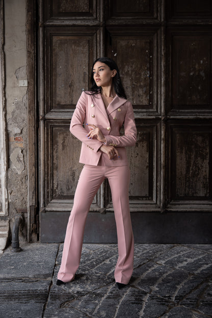 Tailleur doppiopetto donna rosa cipria elegante