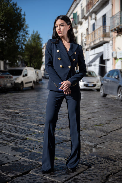 Tailleur doppiopetto donna blu notte look formale